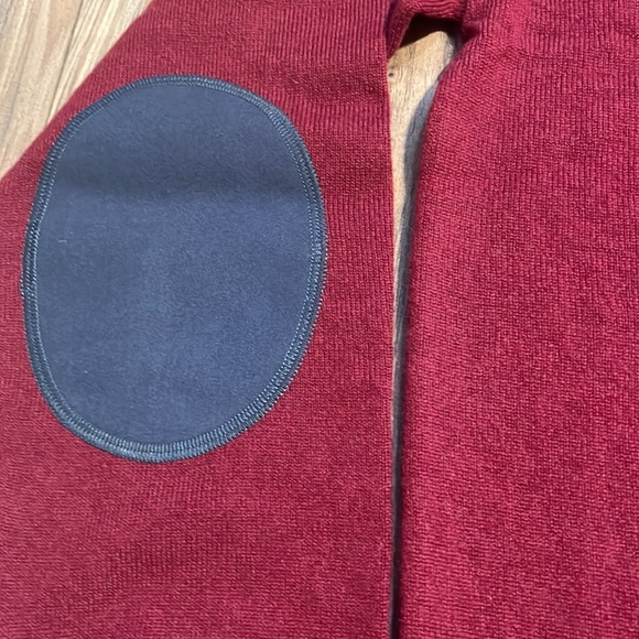 STATE CASHMERE Mock-Neck Quarter Button Polo Sweater Elbow Patch 100% Cashmere L - Picture 8 of 14